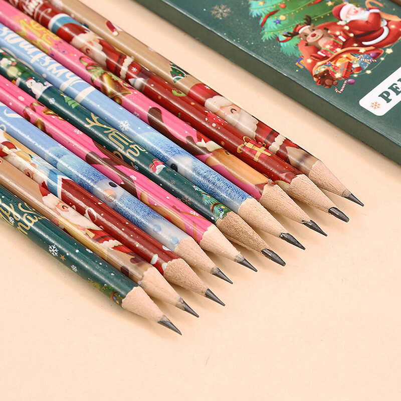 6 قطعة/الوحدة عيد الميلاد محاصر أقلام طالب الكتابة رسم رسم رسم القلم مجموعة خشبية HB مع المطاط القرطاسية