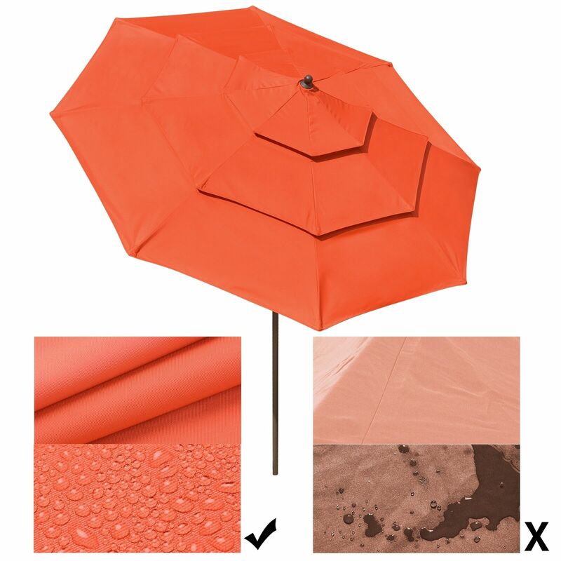 9Ft 3 طبقات مظلة الفناء دائم الأشعة فوق البنفسجية ومقاومة تتلاشى مظلة البرتقال