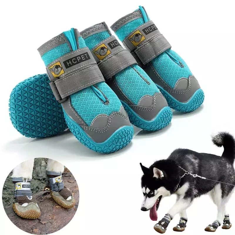 4 قطعة/المجموعة حذاء كلب للكلاب الكبيرة تنفس المهنية في الهواء الطلق حذاء كلب المضادة للانزلاق دائم أحذية حيوانات أليفة للمشي المطاط وحيد