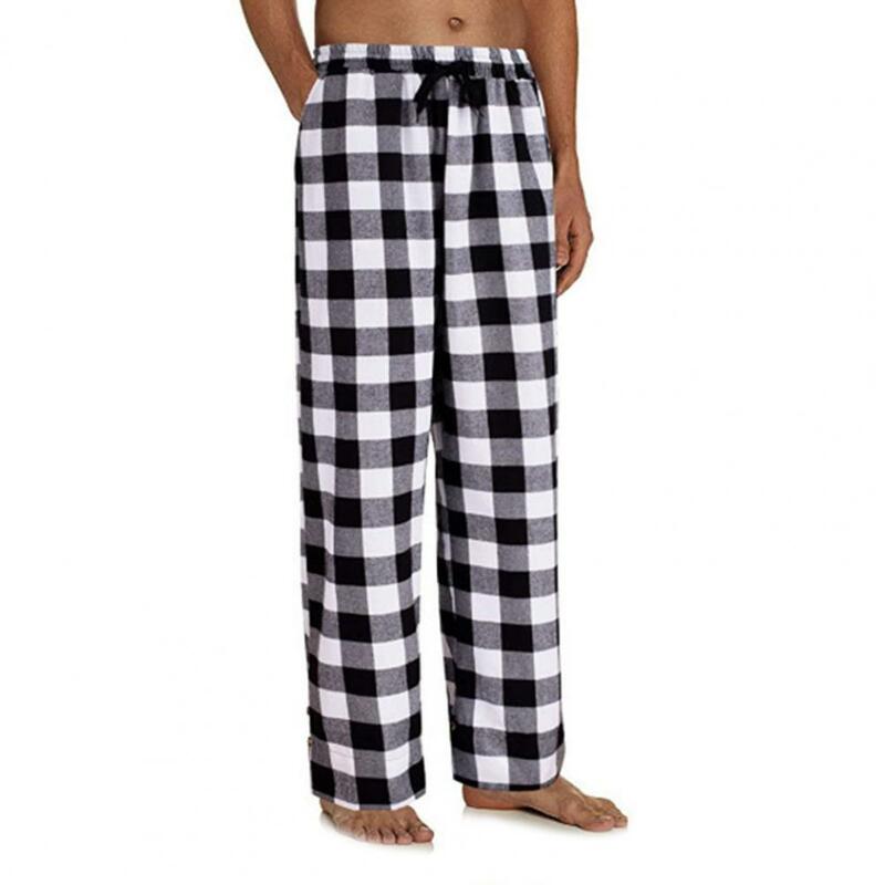 Great Pajama Pants Wear-resistant Comfy Plaid Stretchable Waist Pajama Pants