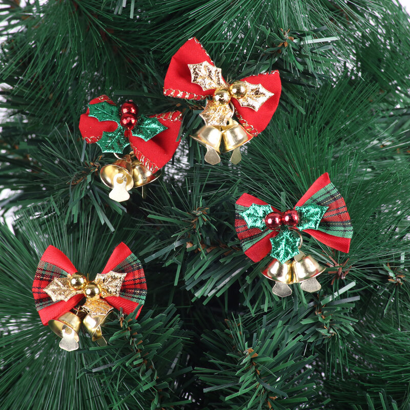 4 قطعة شجرة عيد الميلاد القوس عيد الميلاد الحلي جرس 4 نوع مزيج المنزل حديقة الانحناء عيد الميلاد/حفل زفاف الديكور