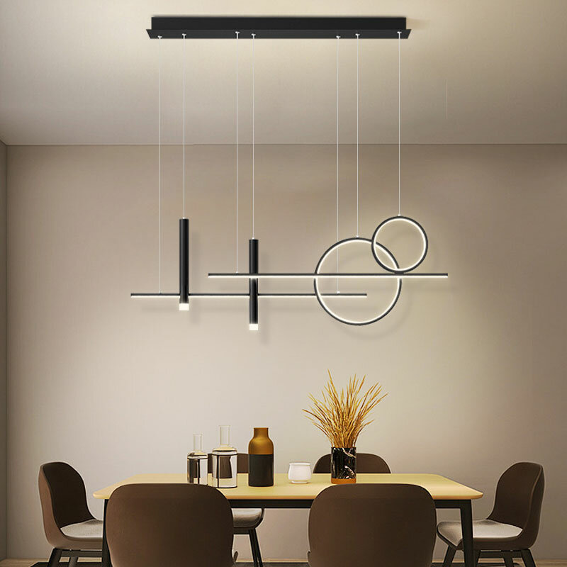 الحديثة بساطتها LED قلادة مصباح لغرفة الطعام المطبخ الجدول بار غرفة المعيشة غرفة نوم أسود تصميم السقف الثريا ضوء