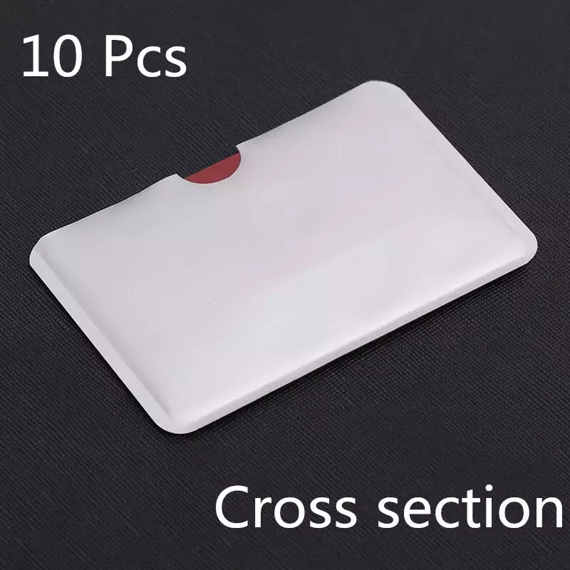 10pcs Silver Anti Scan RFID Sleeve Protector Credit ID Card Aluminum Foil Holder Anti-Scan Card Sleeve Hot Sale Cross section