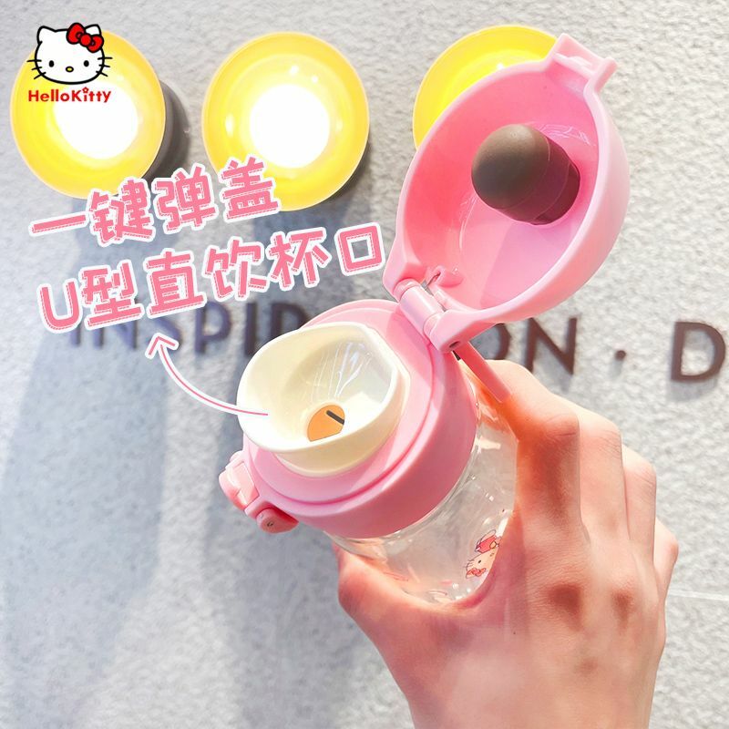 مرحبا كيتي Kuromi سانريو أنيمي جديد kawaii الشاي كوب الإبداعية المباشر شرب كوب لطيف المحمولة البلاستيك كوب زجاجة ماء للأطفال