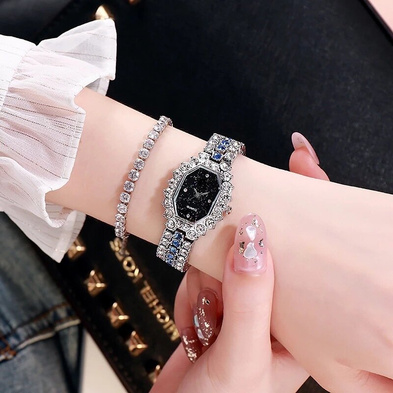2022 الكورية سوار موضة اللون الماس ستار شخصية ساعة كوارتز ساعة السيدات برميل Reloj De Señoras #1