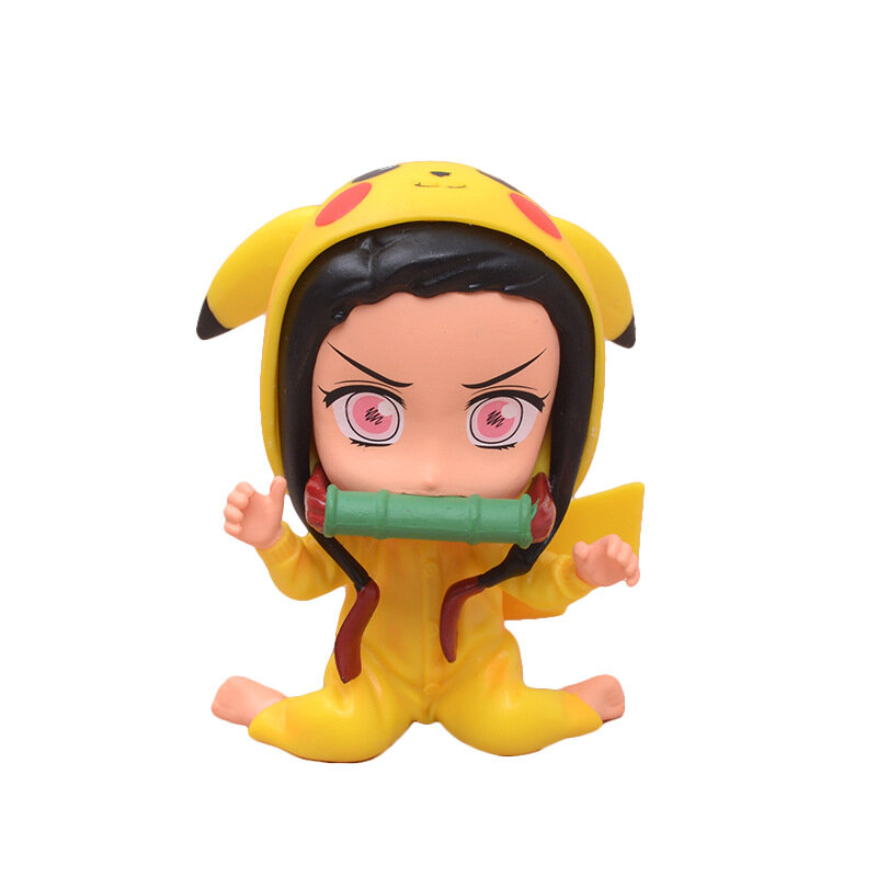 Pokemon Anime Figures Demon Slayer Nezuko Cosplay Pikachu Dressup PVC Doll Toys Desktop Ornaments Collectibles Birthday Gifts #5