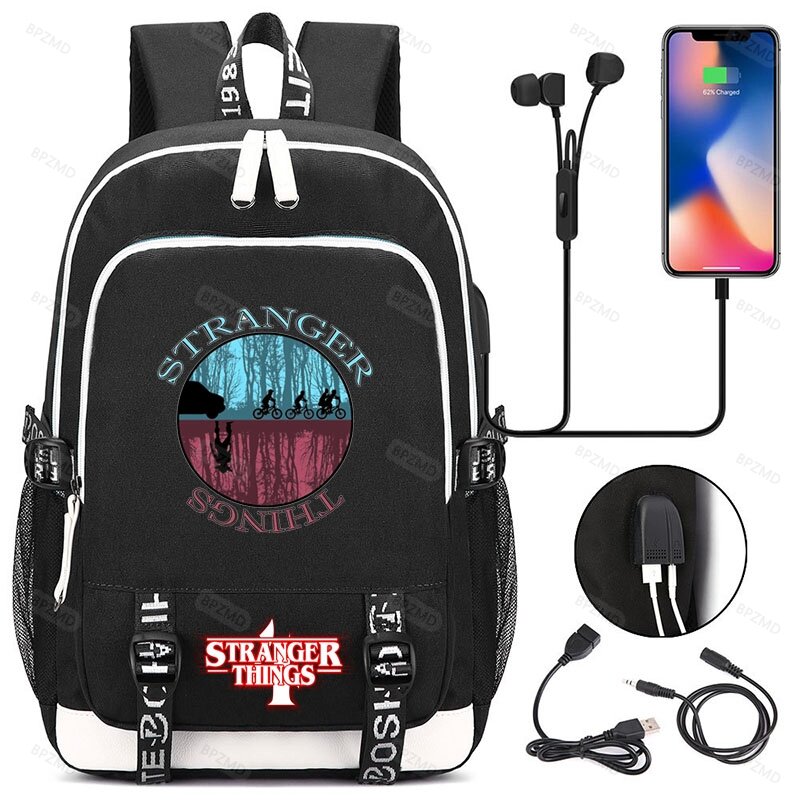 Stranger Things Season 4 Backpack Boys for School Girls Backpack Usb Charging Men Bag Student Rucksack Large Capacity Travel Bag