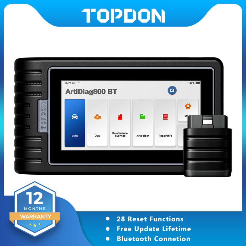 أداة تشخيصية للسيارة من Topdon مزودة بماسح ضوئي تلقائي للتقنية artiديا800 BT OBD2 ومزود بزيت ABS SRS DPF أداة تشخيصية للسيارات 28 إعادة الضبط
