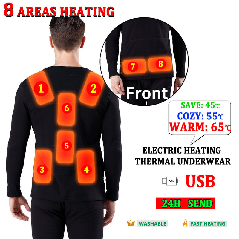 جديد 2021 ذكي التدفئة الملابس ثابت درجة حرارة الرجال الشتاء USB الملابس الساخنة السوداء ملابس اخلية حرارية النساء ساخنة