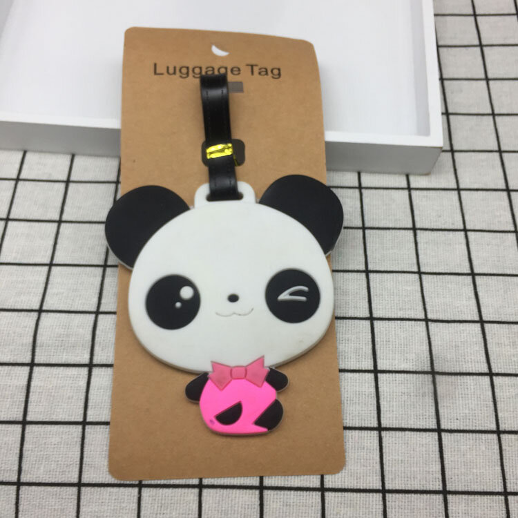 1 PC Travel Accessories Creative Panda Silicone Luggage Tag Women Men Portable Label Suitcase ID Address Holder Baggage Boarding