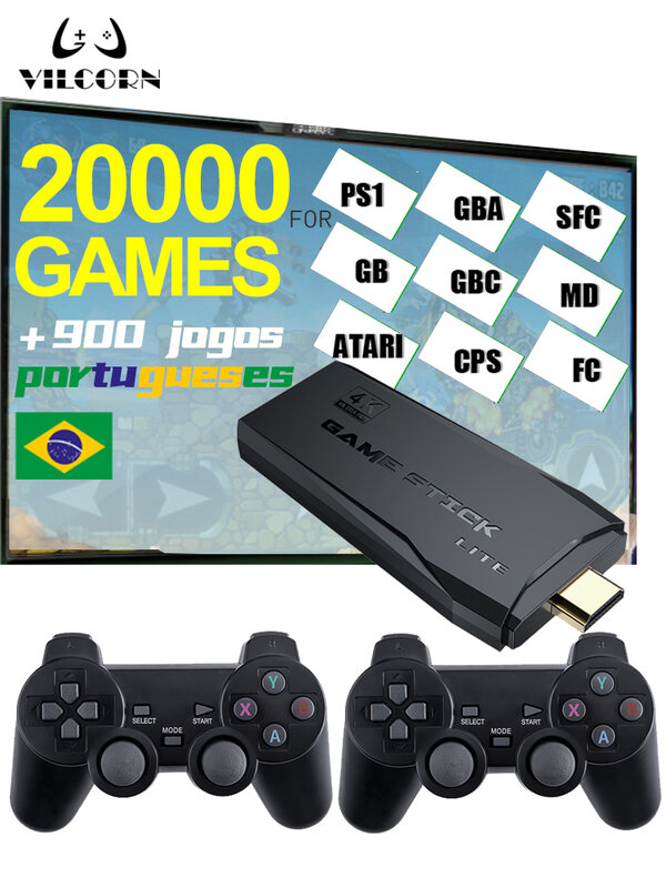 Vilatom لعبة فيديو عصا ريترو 4k 20000 ألعاب لاسلكية صغيرة Everdrive ريترو لعبة وحدة التحكم HDMI متوافق مع التلفزيون/PS1/GBA/MAME/Kid