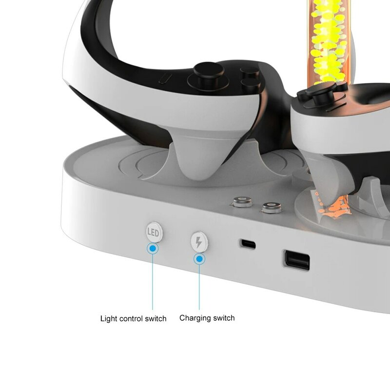 المغناطيسي شحن حوض ل PS VR2 RGB ضوء تحكم شحن مهد تخزين نظارات شاحن قاعدة سماعات حامل حامل