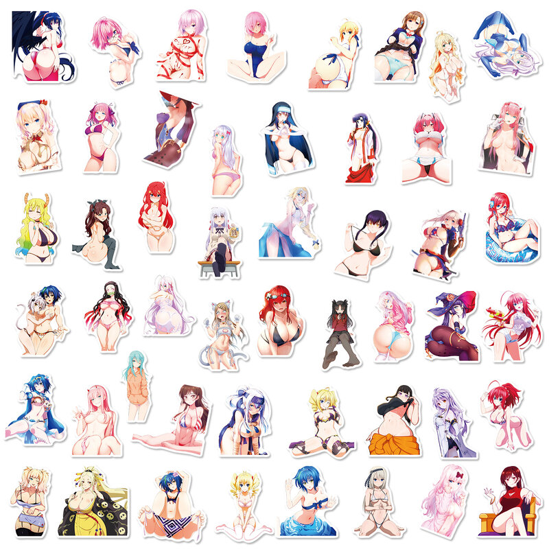 50pcs Cartoon Anime Sexy Exposed Bikini Beauty Waifu Stickers