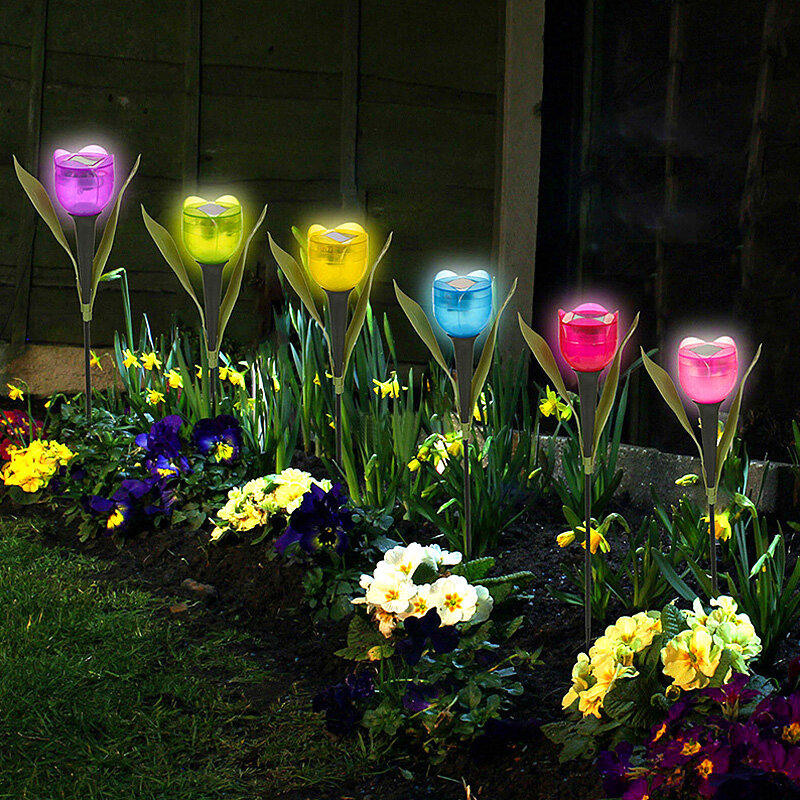 1 قطعة حديقة الخزامى زهرة شكل LED تعمل بالطاقة الشمسية مقاوم للماء أنبوب أضواء الحديقة الدائمة ديكور ل ساحة في الهواء الطلق الطرف الديكور