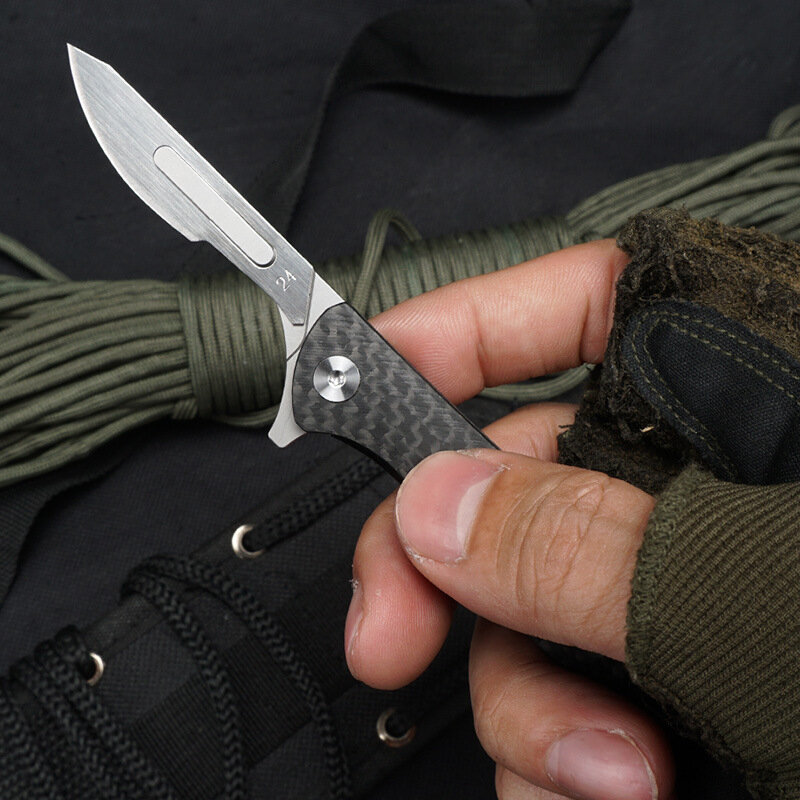 عالية الجودة ألياف الكربون مقبض التكتيكية سكين للفرد التخييم سلامة الدفاع جيب السكاكين استبدال شفرة EDC أداة