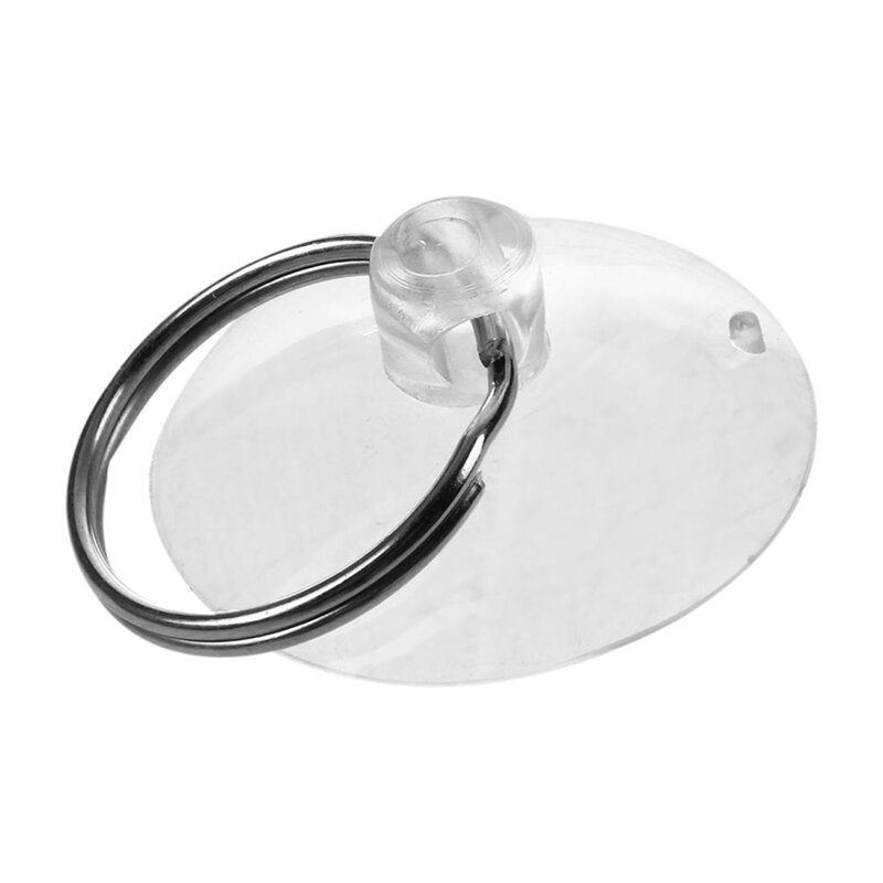 6 Pcs Clear Soft Plastic 3.5Cm Dia Suction Cup Key Ring Keyring