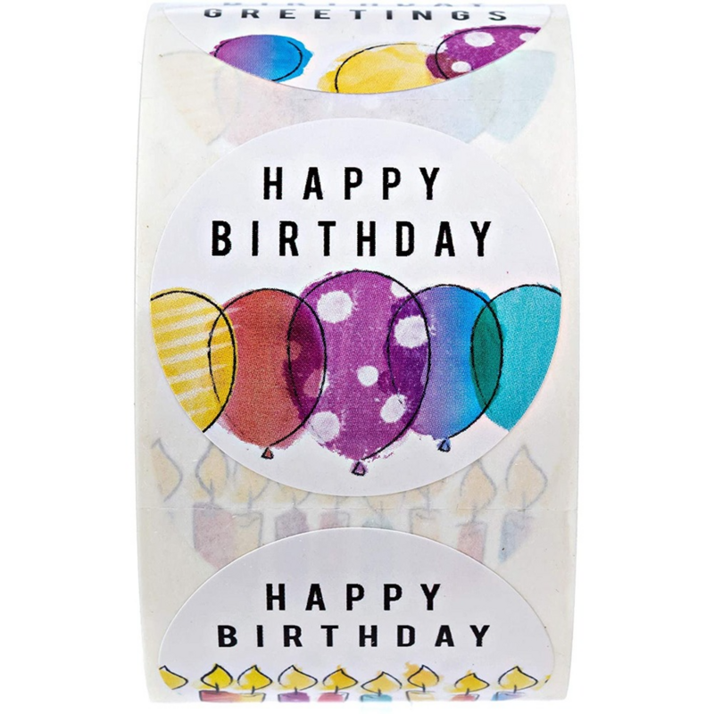 50-500 قطعة 1.5 بوصة ملصقات عيد ميلاد سعيد ذاتية اللصق تسميات بالونات ملونة اليدوية بطاقة لاصقة سكرابوكينغ خمر