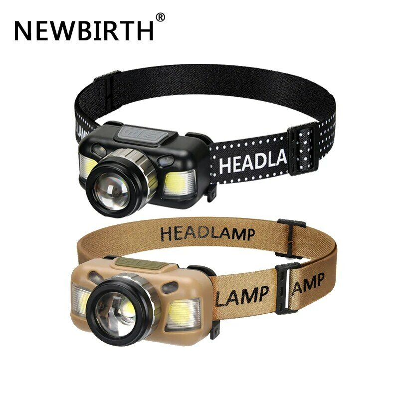 New Mini COB Headlight Led Intelligent Induction Strong Light Super Bright Night Fishing Light Head-Mounted Dual Light Source
