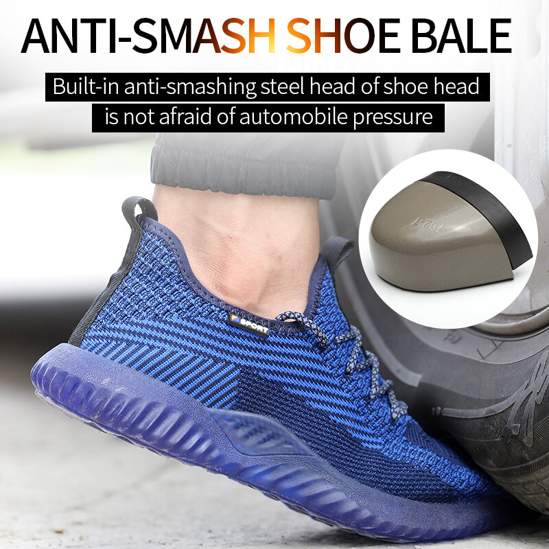 SUADEX الرجال الصلب تو أحذية عمل واقية مكافحة تحطيم تنفس مريحة البناء الصناعي أحذية رياضية حجم كبير 37-48