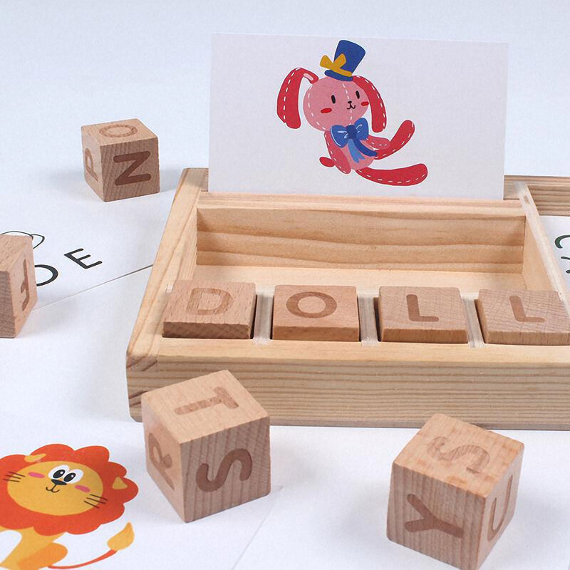 الكلمات الإملائية الخشبية لعبة الأجزاء المقطعة للحروف الأبجدية مضحك مونتيسوري المعرفية ثلاثية الأبعاد الألغاز ألعاب تعلم تعليمية للأطفال ...