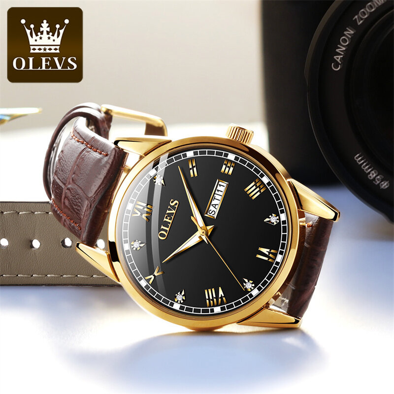 OLEVS جديد رجال الأعمال ساعة جلدية حزام Warterproof الرياضة رجالي ساعة العلامة التجارية الفاخرة الكوارتز ساعة اليد Relogio Masculino