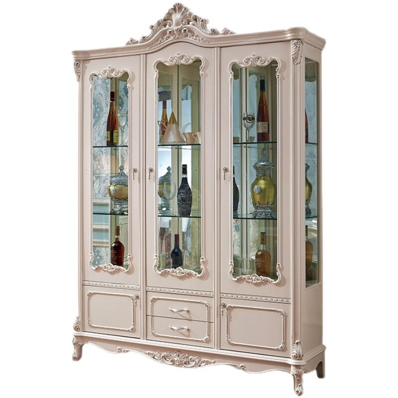 High-quality European-style High-grade Solid Wood Wine Cabinet, Sideboard, Storage Cabinet, Three-door Wine Cabinet #5