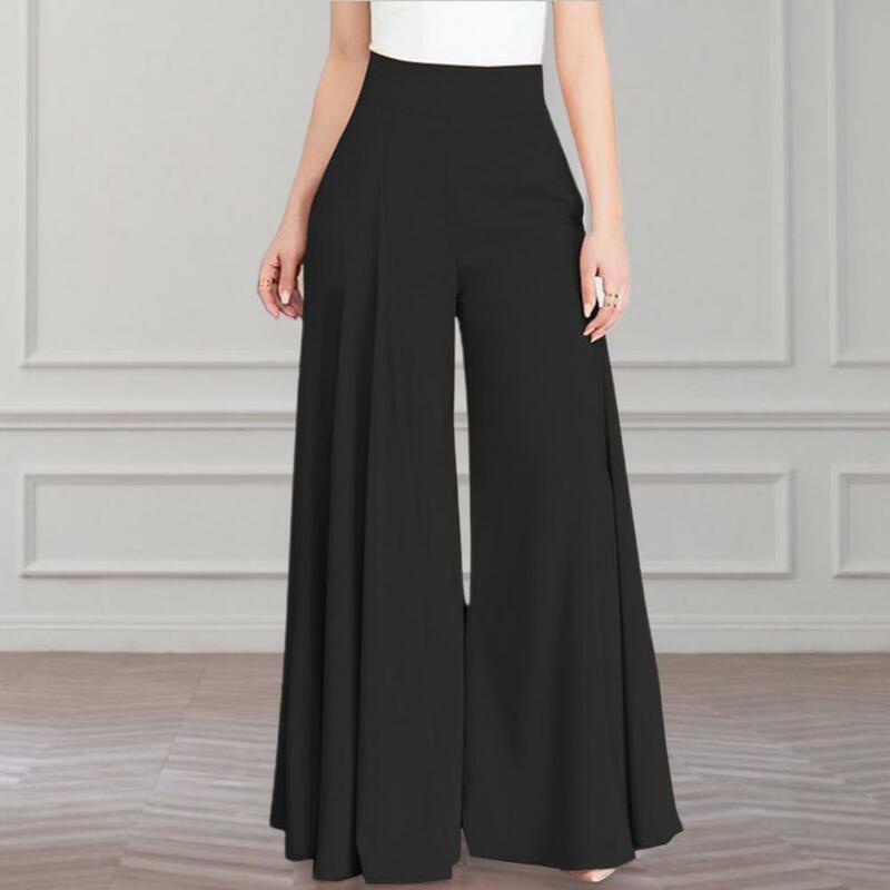 High Waist Side Zipper Straight Women Trousers Ankle-Length Skin-Touch Thin Type Wide Leg Pants Lady Clothing