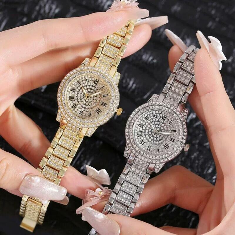 ساعة يد نسائية عصرية رائعة حرفية ساعة يد عربية-أرقام فاخرة للنساء ساعة بسوار من حجر الراين زينة