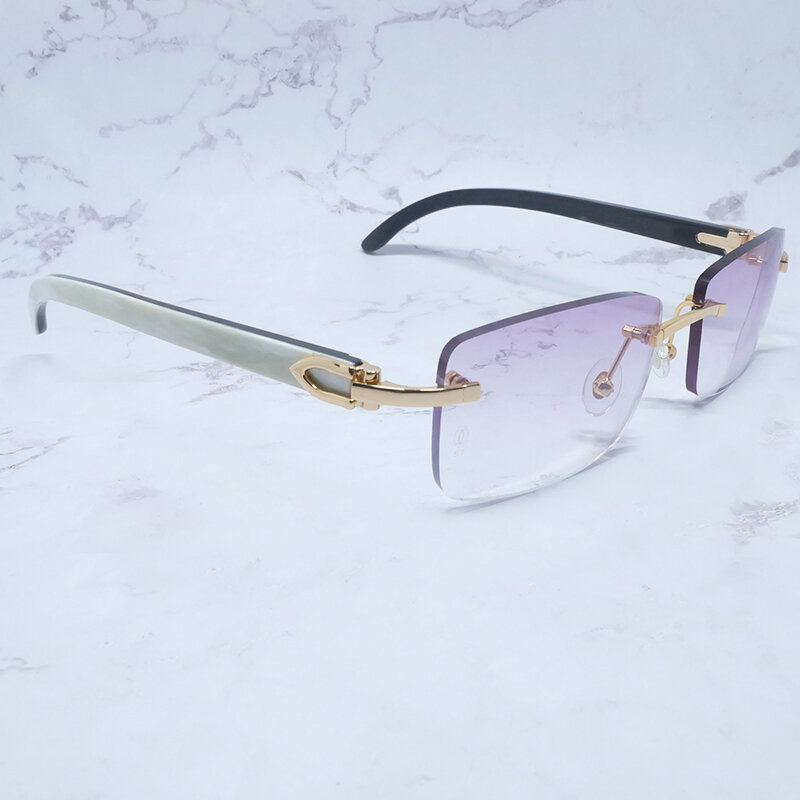 نظارات شمسية بوفالو هورن كارتر بدون إطار مربع فاخر مصمم أبيض أسود هواة نظارات شمسية نظارات عصرية gafas de sol hombre