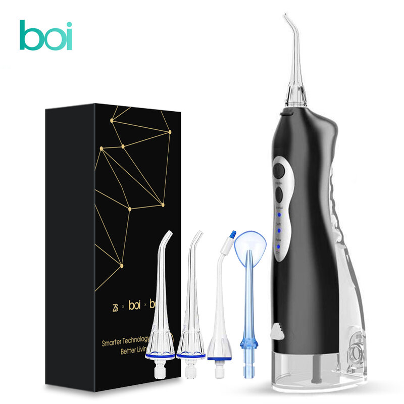Boi Power قوي المحمولة USB قابلة للشحن 250 مللي الذكية عن طريق الفم الري جهاز تنظيف الأسنان بالماء نبض تبييض الأسنان منظف الأسنان Jet