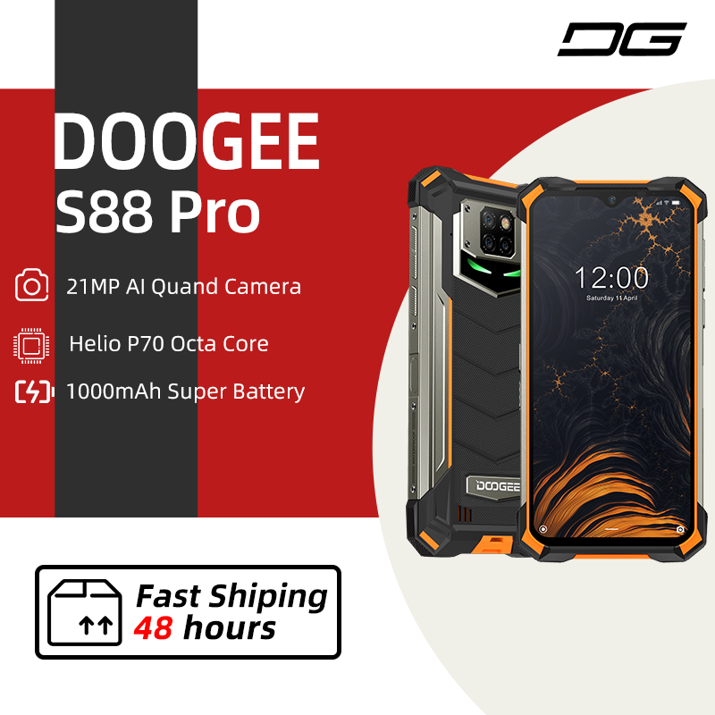 DOOGEE S88 Pro جوّال المهامّ الوعرة 10000mAh IP68/IP69K هيليو P70 ثماني النواة 6GB RAM 128GB ROM هاتف ذكي أندرويد 10 OS NFC