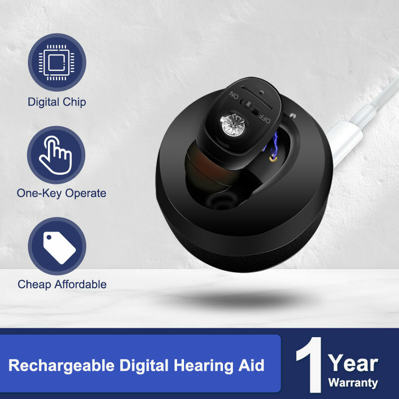CIC السمع قابلة للشحن عالية الطاقة مكبر الصوت الرقمية السمع غير مرئية مقاوم للماء سماعة للصمم السمعية