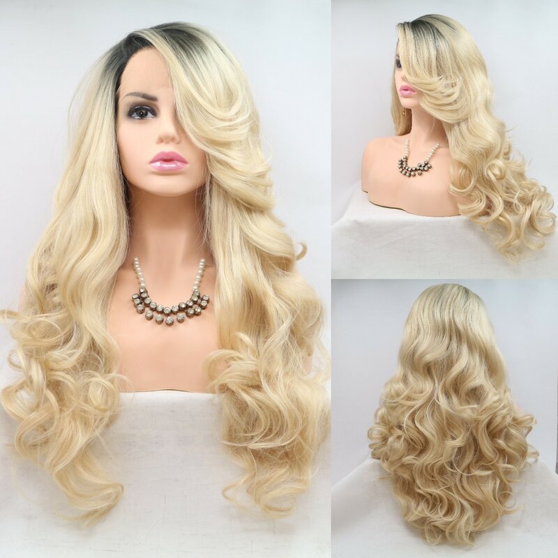 Lace Front Wigs Straight Highlight Wig For Women Heat Resistant Long Wave Straight Wigs Cosplay Hair Daily Hair
