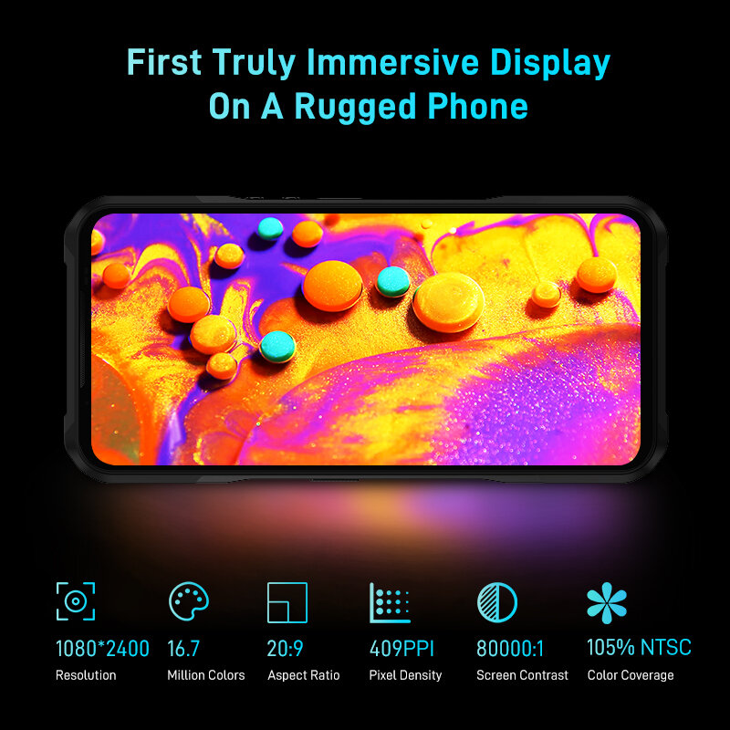 هاتف DOOGEE V20 مزدوج 5G شاشة 6.43 "FHD AMOLED شاشة خلفية مبتكرة هاتف قوي 8 + 256GB هاتف ذكي كاميرا 64MP 6000mAh