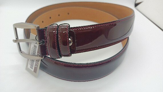 حزام جلد طبيعي-مع خياطة براءات الاختراع والجلود-لون عنابي أو أسود-3 ، 5 سنتيمتر-قماش وقماش بانتولونا متوافق-جودة-ديريزا