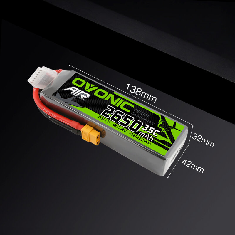 Ovonic-حزمة بطارية Lipo 2650 mah 6S 22.2V 35C ، مع قابس XT60 ، للطائرة ، المروحية ، RC ، السيارة ، القارب ، الشاحنة