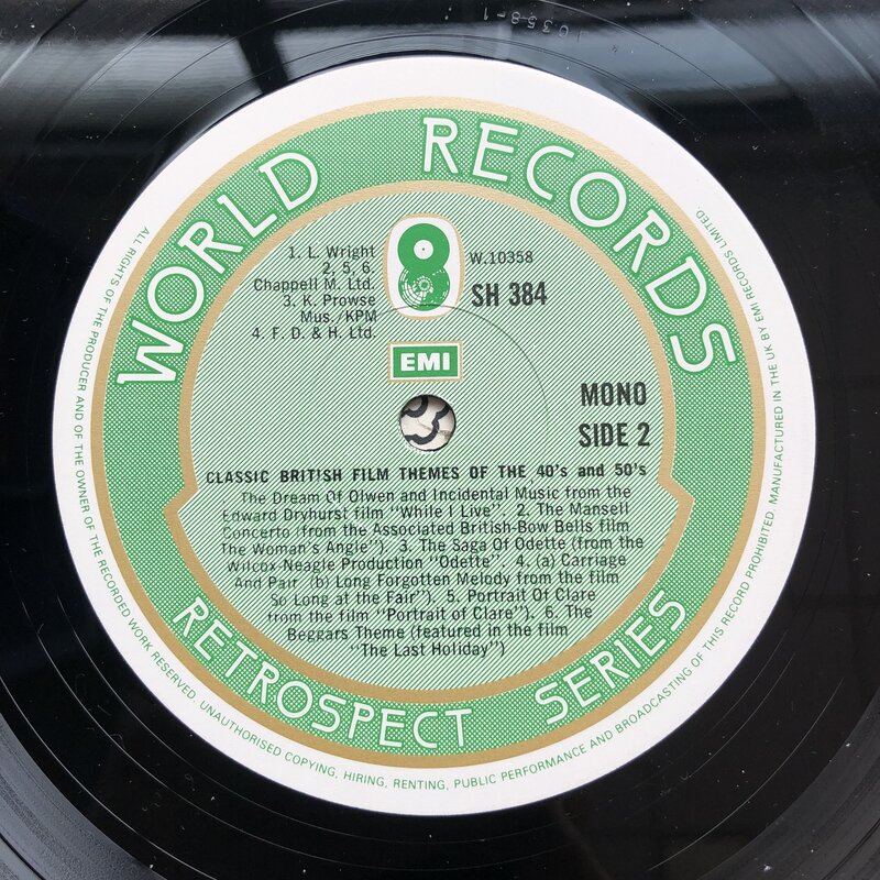 قديم 12 بوصة 20 سنتيمتر سجلات الفينيل LP القرص الكلاسيكية البريطانية فيلم المواضيع من 40s 50s المملكة المتحدة نسخة الموسيقى المستخدمة