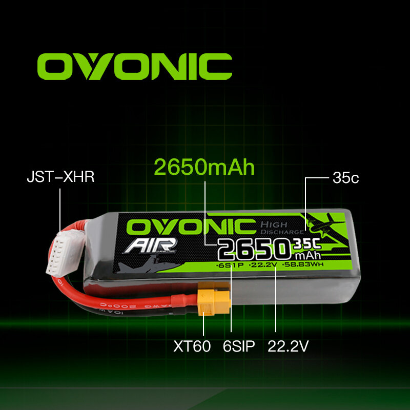 Ovonic-حزمة بطارية Lipo 2650 mah 6S 22.2V 35C ، مع قابس XT60 ، للطائرة ، المروحية ، RC ، السيارة ، القارب ، الشاحنة