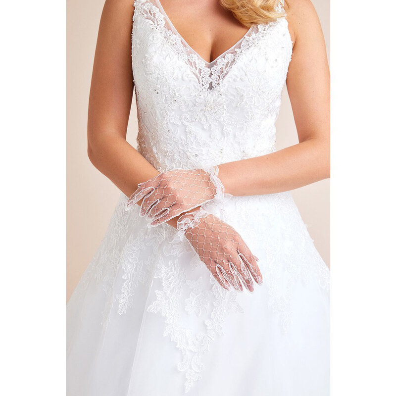2021 الدانتيل قفازات الزفاف العروس قفازات برباط أبيض أحمر جديد الزفاف قصيرة ثوب زفاف طويل قفازات