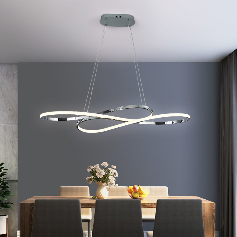 الحديثة قلادة LED ضوء ل غرفة الطعام المطبخ غرفة المعيشة الكهربائية مطلي الثريا منحنى تصميم داخلي ديكور شنقا مصباح